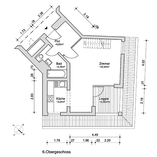 Grundriss WE 41 6. OG